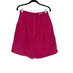 Vintage American Eagle Corduroy Mom Shorts Size 12 Pink Pleated High Rise Cuffed